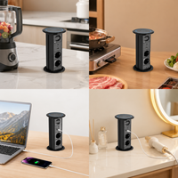 Prises électriques motorisées à une touche tubulaires de haute qualité à 3 prises pour bureau de cuisine étude à domicile
