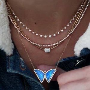 Gemnel-collar de plata de ley 925 de lujo, oro de 18k, mariposa, nácar, Ópalo, malaquita - Product Image 3