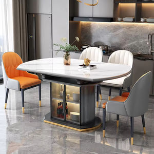 ชุดโต๊ะอาหารทรงกลมสไตล์โมเดิร์นหรูหรา <span class=keywords><strong>พร้อม</strong></span>โต๊ะพับ<span class=keywords><strong>ได้</strong></span> ท็อปหิน สำหรับ 6 ที่นั่ง <span class=keywords><strong>พร้อม</strong></span>ตู้เก็บของ - Product Image 2