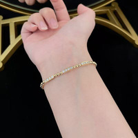 Bracelet élastique à trois segments serti de diamants de laboratoire en or jaune 18 carats, bijoux de mode pour femmes, vente en gros