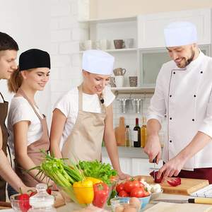 หมวกเชฟแบบปรับได้ ระบายอากาศได้ดี สีดำ มีโลโก้ ผลิตตามสั่งสำหรับร้านอาหาร ทำอาหาร ครัว - Product Image 1