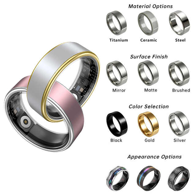 Factory Finger Smart Rings Pedometer Heart Rate Spo2 10ATM Waterproof Women Men Fitness Tracker Health AI Smart Ring
