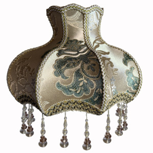 <span class=keywords><strong>Paralume</strong></span> Moderno a Campana Curva in Tessuto Jacquard Fatto a Mano con Nappe di <span class=keywords><strong>Cristallo</strong></span>, Decorativo per Lampade da Tavolo e da Terra - Product Image 1