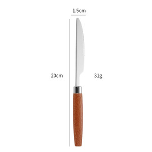 Nuevo Juego de Cubiertos de Acero Inoxidable 304 Estilo Japonés, Cuchillo y Tenedor para Carne, Vajilla Simple para Comida Occidental con Mango de Madera <span class=keywords><strong>Sabri</strong></span> - Product Image 6