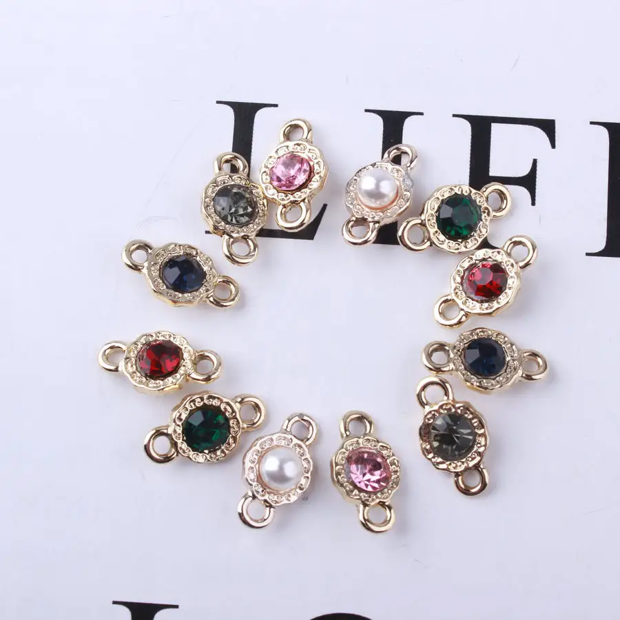 9x15mm Zinc Alloy Jewelry Crystal Two Rings Connector Charms Pendant For Diy Necklace Jewelry Making