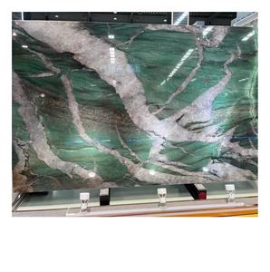 Pierre de marbre exotique de luxe multicolore blanc vert quartzite Grande dalle de surface polie au design moderne pour mur - Product Image 1