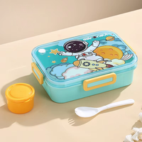 Boîte à lunch pour enfants en trois parties, dessin animé, astronaute, dinosaure, licorne, avec bol à salade, boîte à lunch scellée, boîte à lunch bento, boîte à lunch