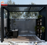 Pergola Moderne Mince Fermée Bioclimatique Aluminium Pavillon Jardin Parking pour Piscine Gazebo Pare-Soleil Imperméable Persienne Électrique