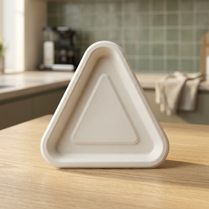 Trending Compostable Molded <b>Pulp</b> Triangle Pizza Plate Eco Friendly Disposable Food Tray Water Resistant for Takeaway Catering - Product Image 1