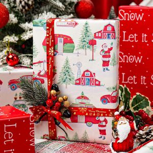 Colorful small <b>car</b> Santa Claus Christmas <b>tree</b> pattern design Christmas gift wrapping paper double sided printing customizable - Product Image 1