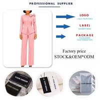 D3390 Ensemble tailleur tendance pour femme, tenue de bureau, blazer ajusté et pantalon large, ensemble 2 pièces formel avec nœud