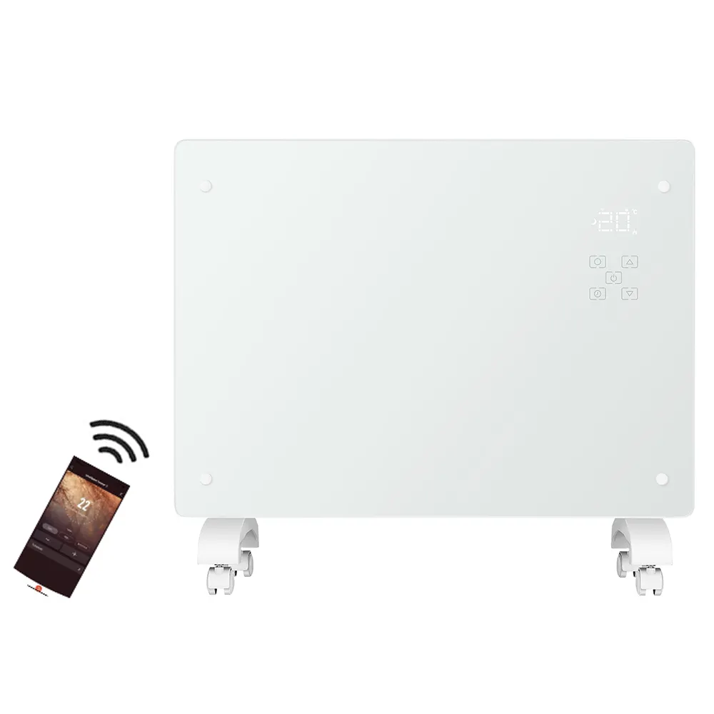 Panel calefactor de vidrio de 2000W, convector LED wifi, eco, Blanco/negro, para pared