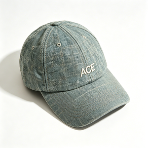 หมวกเบสบอลยีนส์วินเทจ OEM แบบ 6 แผง พร้อมโลโก้ ACE ปักลายและพิมพ์นูนยาง ขนาดเดียว - Product Image 4