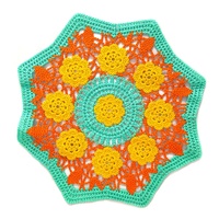 Applique florale ajourée octogonale multicolore en dentelle crochetée à la main pour napperon, vêtements, sacs, oreillers, couture DIY et décoration intérieure