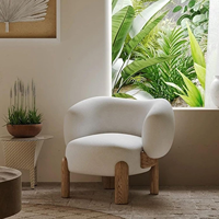 Fauteuil simple en tissu bouclé beige style nordique, chaise de loisirs contemporaine et durable pour hôtel, appartement, salon et bureau à domicile