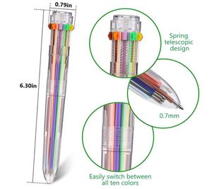 Wholesale Multi-Color 10-IN-1 Retractable Transparent Ballpoint <b>Pen</b> With Custom for Home Office School Supplies - Product Image 1