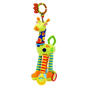 OEM baby plush toy lathe hanging newborn giraffe teether bell puzzle doll BB device teether