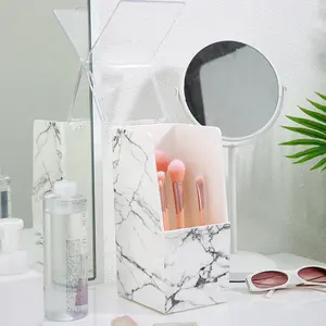 Morden Luxe Ps Milieuvriendelijke Marmeren Print Cosmetische Borstel Opberghouder Plastic Make-Up Organizer Met Displaystandaard