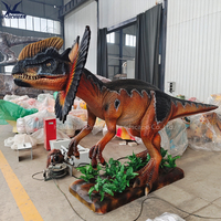Statue de dinosaure mécanique animatronique grandeur nature Dilophosaurus, à mouvement automatique, avec moteur à capteur, pour parc à thème Dino, à vendre