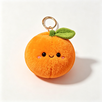 Breloque en peluche orange personnalisée en forme de dessin animé, vente en gros, jouets porte-clés en peluche personnalisés, pendentif de sac à dos en peluche douce en forme de fruit