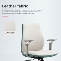 Chaise de bureau ergonomique pivotante en cuir PU, hauteur réglable, dossier moyen, avec accoudoirs, pour le bureau à domicile