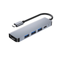 Adaptateur Hub USB Type C 5 en 1 avec Station d'Accueil Multiport 4K USB3.0 PD Tout-en-Un pour Accessoires Informatiques PC