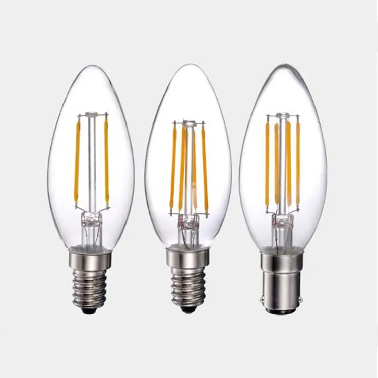 Ampoule de bougie à filament LED, lumière blanche chaude, vente directe d'usine, E12 E14 4W C35