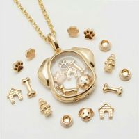 Kalung Liontin Tembaga Transparan Bentuk Anak Anjing, Rantai Bambu, Lucu, Gaya Eropa Amerika, Model Terbaru Wanita, Terlaris, Dapat Dibuka