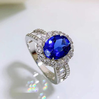 Bague ovale de luxe de style vintage en argent sterling 925 sertie de diamants simulés à haute teneur en carbone 7x9mm