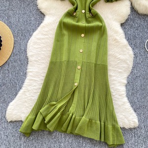 Vestido de Punto Retro Francés 2026 para Mujer, Diseño de Verano con Volantes y Cierre de un Solo Botón, Vestido Largo <span class=keywords><strong>Elegante</strong></span> y Lujoso - Product Image 6