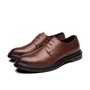 Chaussures de mariage pour hommes en cuir véritable, style italien haut de gamme, imperméables, à enfiler, Oxford, faites à la main, antidérapantes et amortissantes - Product Image 3