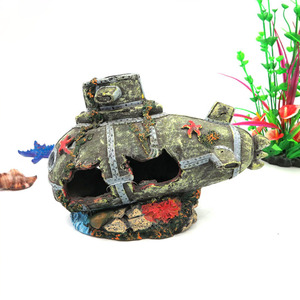 <span class=keywords><strong>Submarino</strong></span> de Resina con Diseño de Naufragio en el Fondo Marino con Ballena Sonriente Personalizada para Decoración de Peceras - Product Image 3