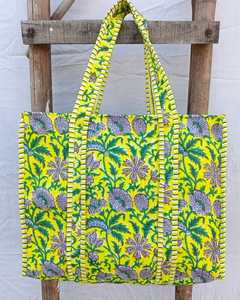 Bolso de mano acolchado de algodón con estampado a mano Rajasthani, bolso de compras, bolso de viaje, bolso de hombro para mujer - Product Image 1
