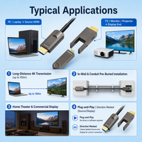 Cable de Fibra Óptica 2.0 Desmontable Micro 4K Hi-Fi, Cable de Video de Longitud Personalizada para PC, TV y Monitor