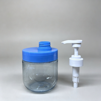 Bouteille Pompe à Lotion PET Transparente Bleue de 500 ml à Large Ouverture, Rechargeable et Vide, pour Savon Liquide, Nettoyant Visage et Gel Douche