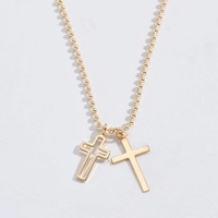 Collier minimaliste transfrontalier en acier inoxydable, mode luxe léger, pendentif croix petit et grand, ras-de-cou