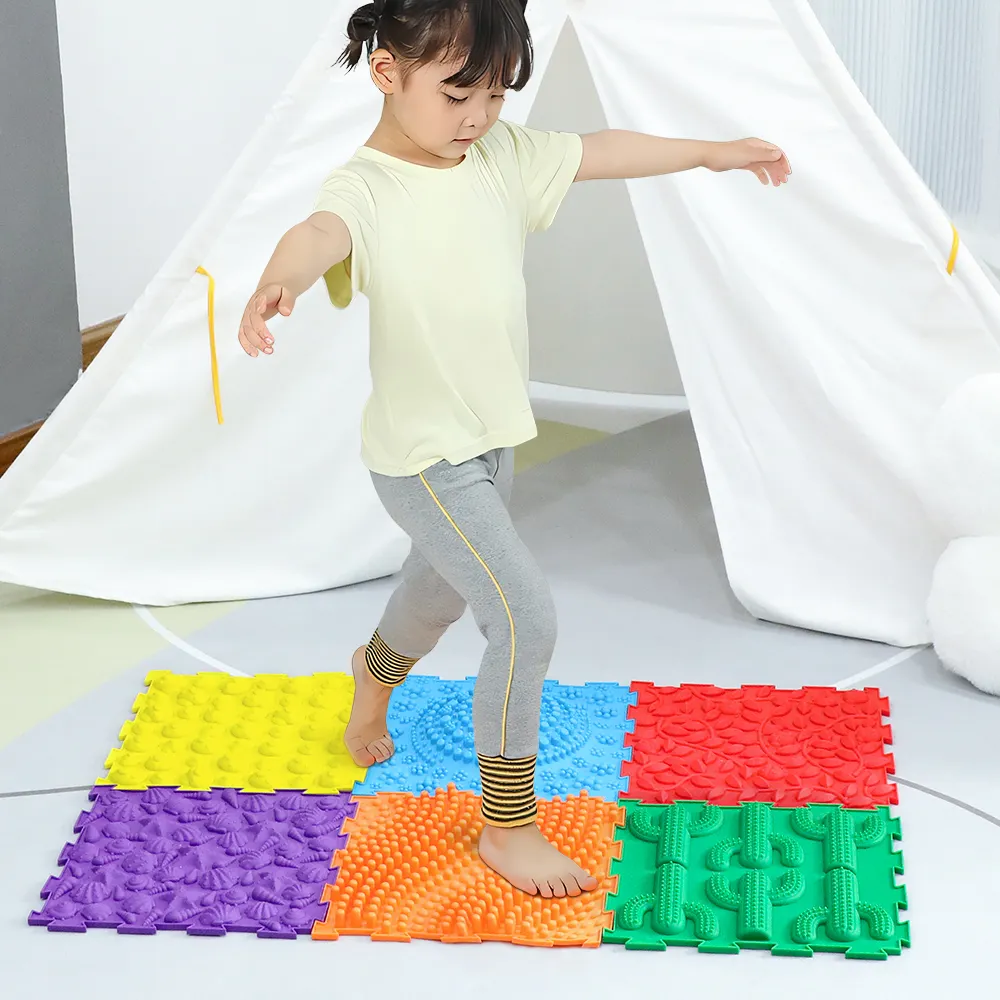 חושי אוטיזם אורטופדי מחצלת פאזל לילדים לקשקש צעצועים חינוכיים סט עיסוי רצפת שטיח מודול מחצלת אקופרסורה רגל מחצלות