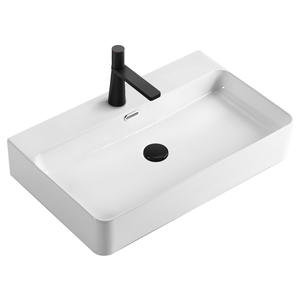 Lavabo Cuadrado de Cerámica para Encimera, de Una Pieza, con Montaje de Grifo de un Solo Orificio, Acabado Liso Pulverizado, para Baño - Product Image 5