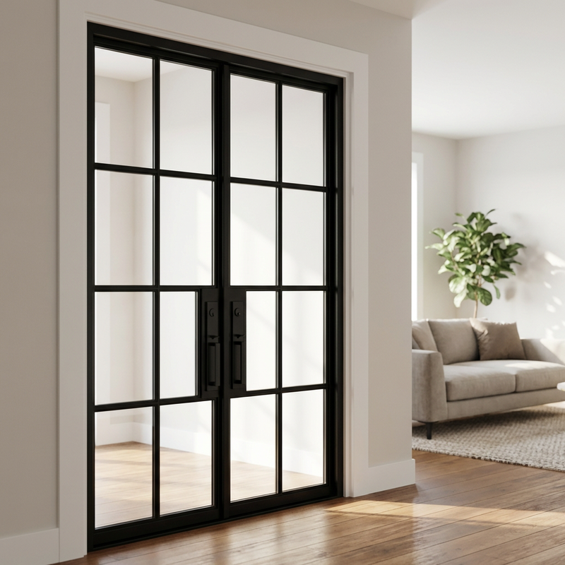 Slim Profile Steel Entry Door Modern