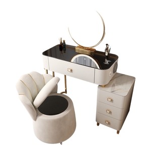 Modern Luxury Professional Wood Eco-Friendly Makeup <strong>Vanity</strong> Desk Glass Top LED Lights Portable Dressing Table Mirrored <strong>Case</strong> 2 - Product Image 5