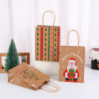 Sacs à friandises personnalisés en papier kraft brun avec imprimé canne de Noël et poignées en corde, 6 modèles de sacs cadeaux de Noël pour les fêtes de Noël