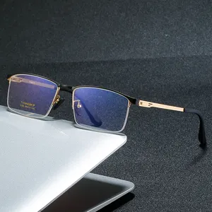 FANXUN 6105 Óculos de meia armação sem dobradiças de parafuso sem armação óptica de titânio magnético para negócios da moda