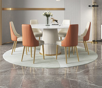 Table de salle à manger ronde couleur crème moderne Table et chaise de salle à manger avec plateau en pierre Ensemble de table de salle à manger simple de luxe 4 6 8 places