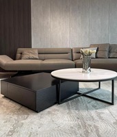 Table basse en pierre de roche minimaliste italienne, petit appartement, design moderne et simple, table basse carrée noire pour la maison