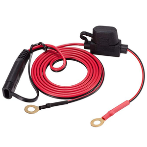 Cavo di Prolunga per Batteria Moto 12AWG con Connettore SAE a 2 Pin e Terminale ad Anello con Fusibile 15A Rivestimento in PVC Rosso/Nero 3ft/5ft - Product Image 1