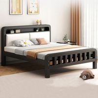 Prix de Gros Meubles de Chambre Confortables Lits en Métal à Cadre en Acier Carbone avec Rangement