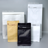 Sachet d'emballage de café personnalisé transparent à fond plat avec valve et fermeture éclair, logo sur mesure