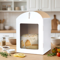 Boîte à gâteau haute en carton blanc avec fenêtre, emballage de luxe pour gâteaux avec poignée, prix d'usine