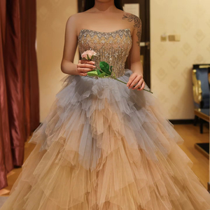 Robe de soirée de luxe en or rose à volants, robe de princesse arabe pour femmes, robe de mariage, robe de fiançailles, SZ531 - Product Image 2