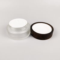 Pot en verre vide de 100g Pot en verre de crème cosmétique Pot en verre dépoli avec couvercle à vis en bois